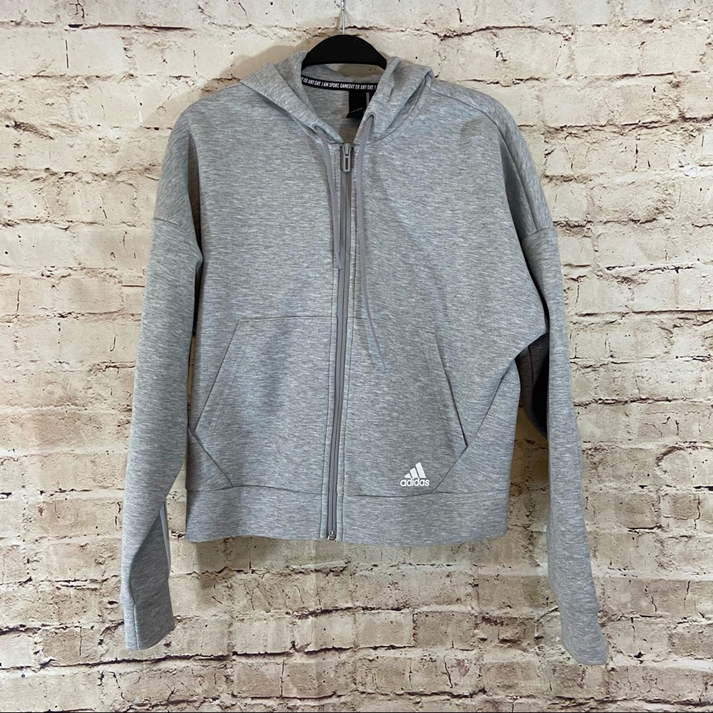 NWOT adidas gray full zip hoodie size XS